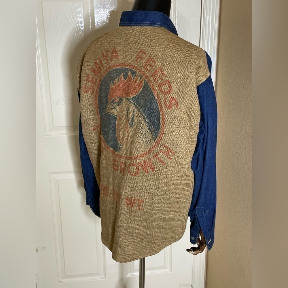 Marcos Ergas Denim/ Burlap Button Down Shirt  Medium​​​​​​​​​​​​​